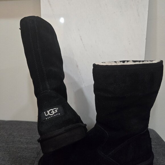 UGG Australia Worn ONCE Black Suede Sherling INNER Excellent Condition Size 5 - Picture 8 of 8